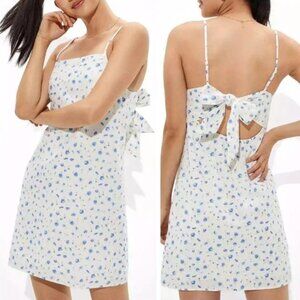 American Eagle Floral Linen Blend Tie-Back Mini Dress